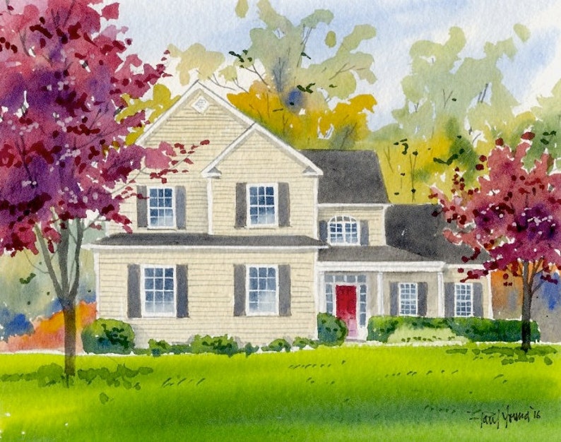Custom 8x10 Watercolor Home/House Portrait Painting Art Commission-FREE SHIPPING image 2