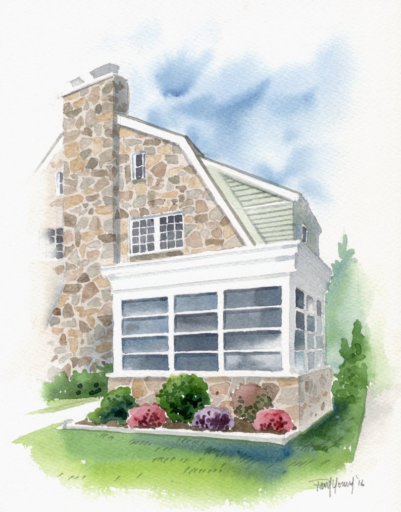 Custom 8x10 Watercolor Home/House Portrait Painting Art Commission-FREE SHIPPING image 4