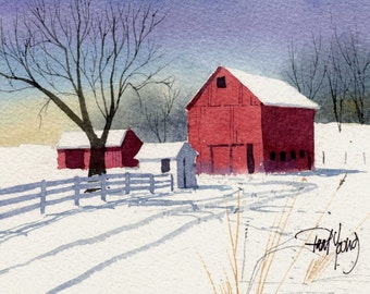 First Snow-Print from an original watercolor painting