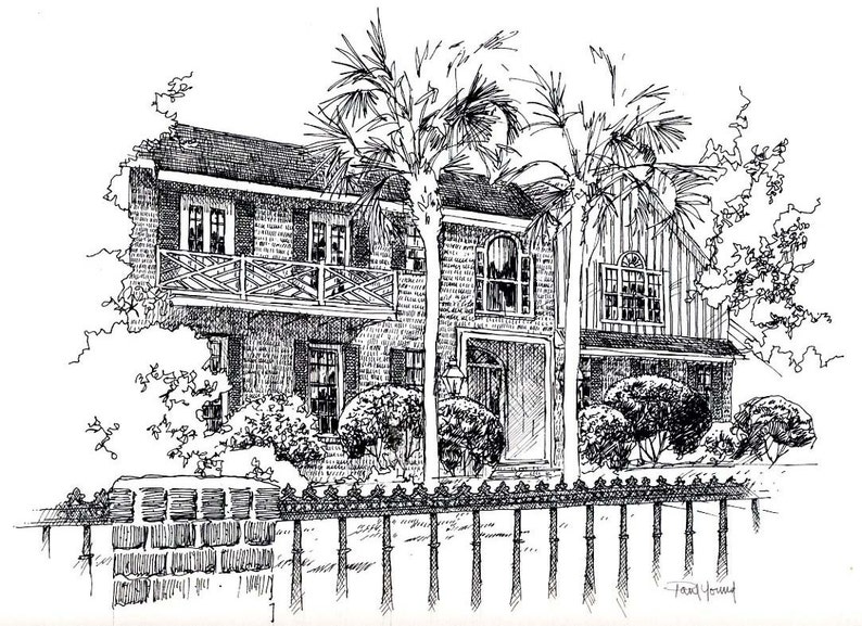 House Portrait Drawing Sketch Pen Ink-Any occasion Gift-FREE SHIPPING image 2