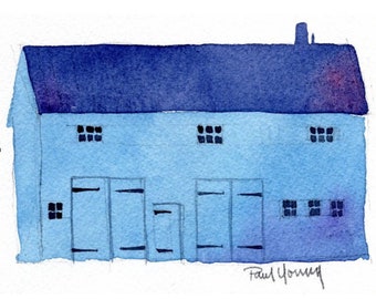 Blue Carriage House-Print from an original watercolor painting