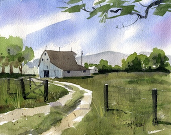 Backbarn-Print from an original watercolor painting