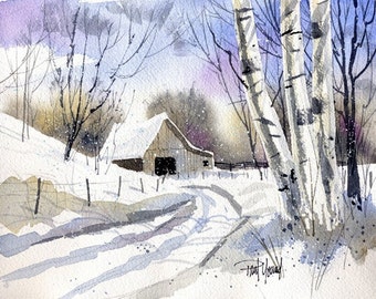 Light Snow-Print from an original watercolor painting