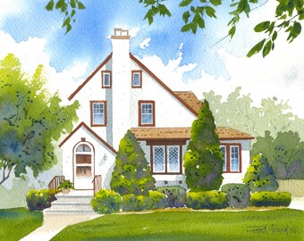 Custom 8x10 Watercolor Home/House Portrait Painting-FREE SHIPPING