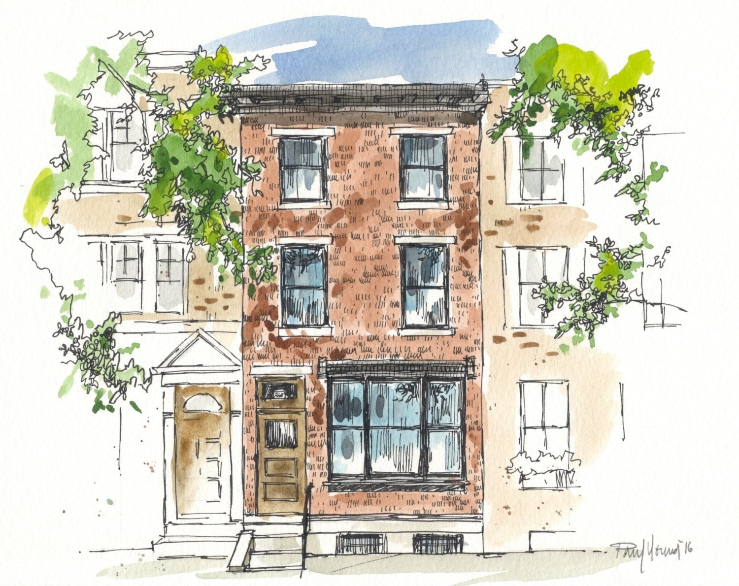 House Painting-custom Pen Ink Watercolor Wash Home/house - Etsy