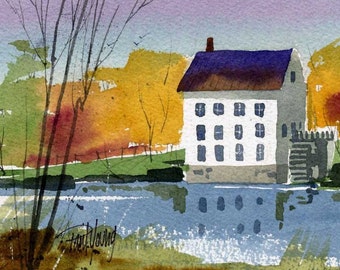 Mansfield Mill-Print from original watercolor painting