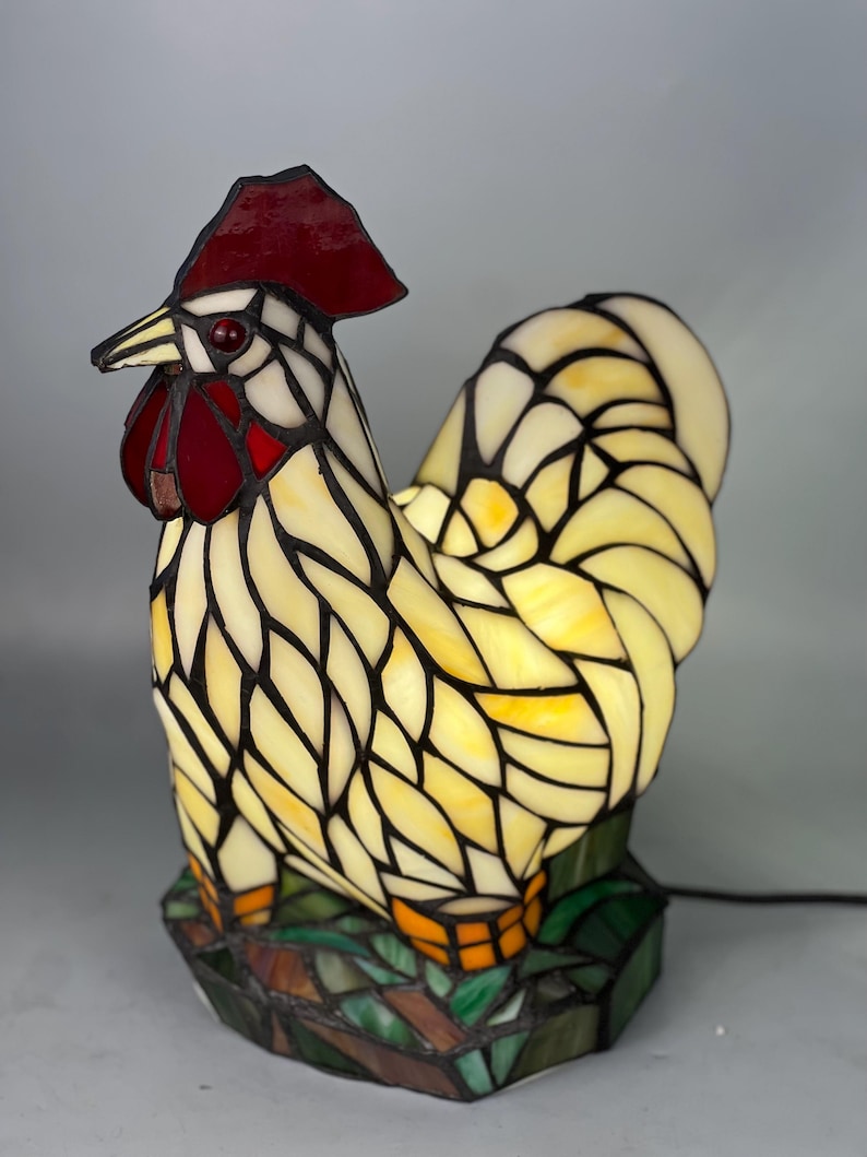 Rooster Tiffany Table Lamp, Home Decor, Handmade Antique Lighting ...