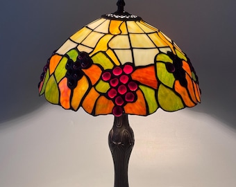 Tiffany-tafellamp druiven blauweregen, woondecoratie, handgemaakte antieke verlichting, 12-inch klassieke vintage bloemen Tiffany-lamp