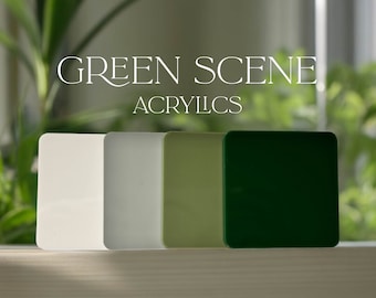 Green Tones Acrylic Colors 1/8" Thick Sheet Blanks, Ready for Laser Cutting, UV Printing Glowforge Sheet Sizes Laserable, Craft Blank