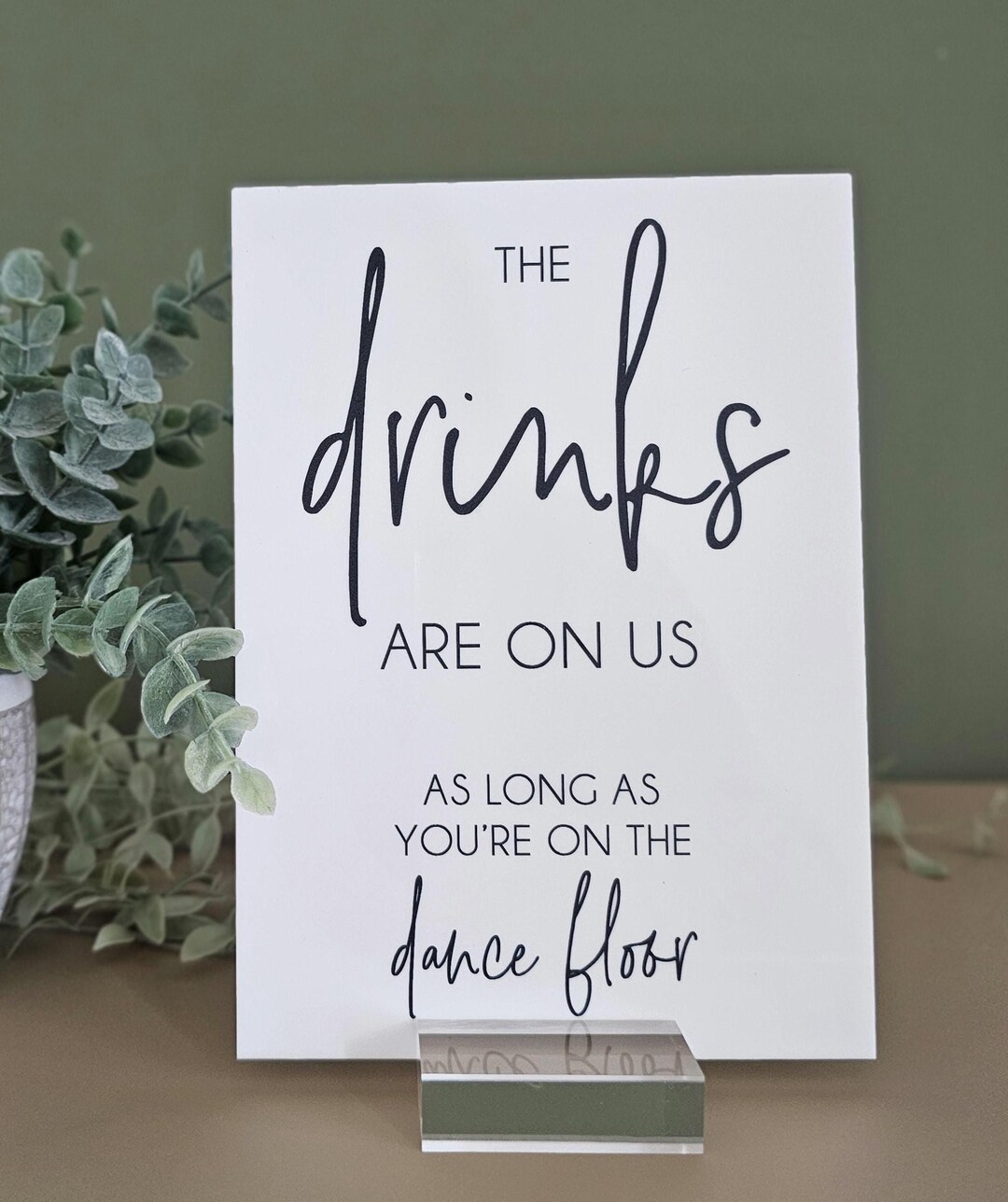 OVERSTOCK SALE 5x7 the Drinks Are on Us Open Bar Wedding Sign White ...