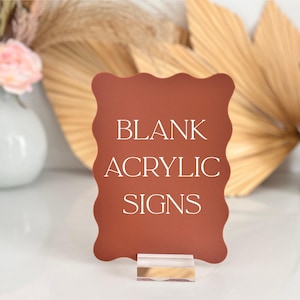 Wavy Rectangle Blank 1/8" Acrylic, Laser Cutting, UV Printing DIY Bride Wedding Signs, Clear, Frosted White Black Laserable Craft Table Sign