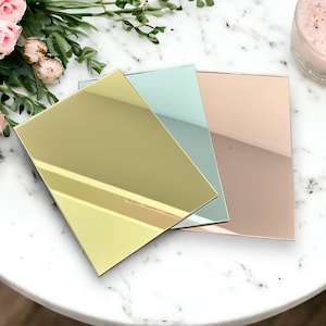 Gold Silver or Rose Gold Mirror Acrylic Rectangle Blank Stock Sheet Lucite Signs | DIY Perspex Mirrored Foil Blanks | Wholesale Craft Supply