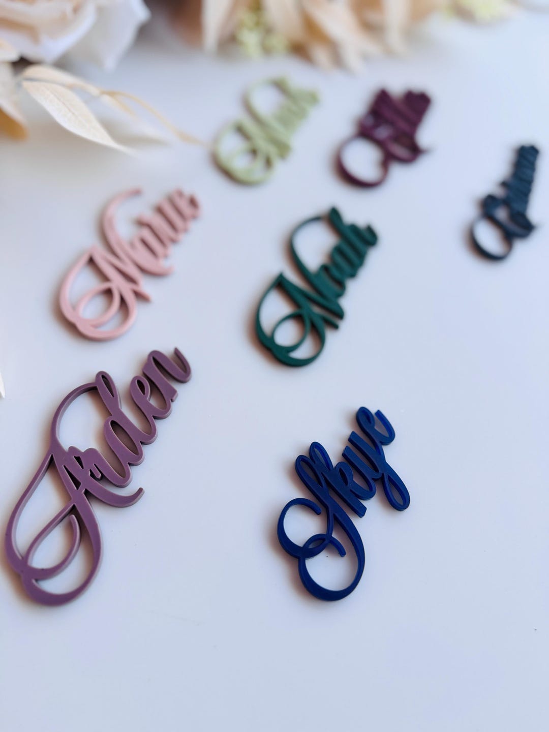 Custom Color Laser Cut Cursive Wedding Name Wording Place Card Cut Outs ...