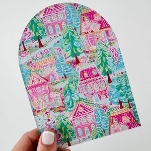 Preppy Christmas Village Patterned Print, UV Printed Acrylic, Maker&#39;s Acrylic Craft Sheet Blanks, Laser Cutting Earrings/Signs/Jewelry