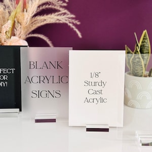 Placas rectangulares acrílicas de 1/8", acrílico, corte láser, impresión UV, letreros de bricolaje, placas transparentes, blancas esmeriladas, aptas para corte láser, letreros de mesa en blanco para manualidades.