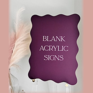 Wavy Rectangle Acrylic Blank Welcome Sign 1/8" Acrylic, Laser Cutting, UV Printing DIY Bride Wedding Clear Frosted White  Laserable Craft