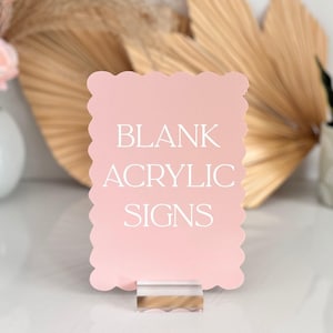 Scallop Rectangular Blank 1/8" Acrylic, Laser Cutting, UV Printing DIY Bride Wedding Signs, Clear, Frosted White Laserable Craft Table Sign