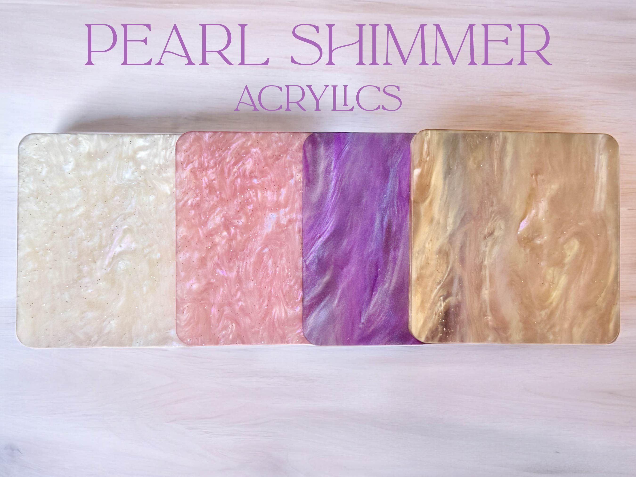 Pearl Shimmer Acrylic Colors 1/8" Thick Sheet Blanks, Ready for Laser Cutting, UV Printing Glowforge Sheet Sizes Laserable, Craft Blank
