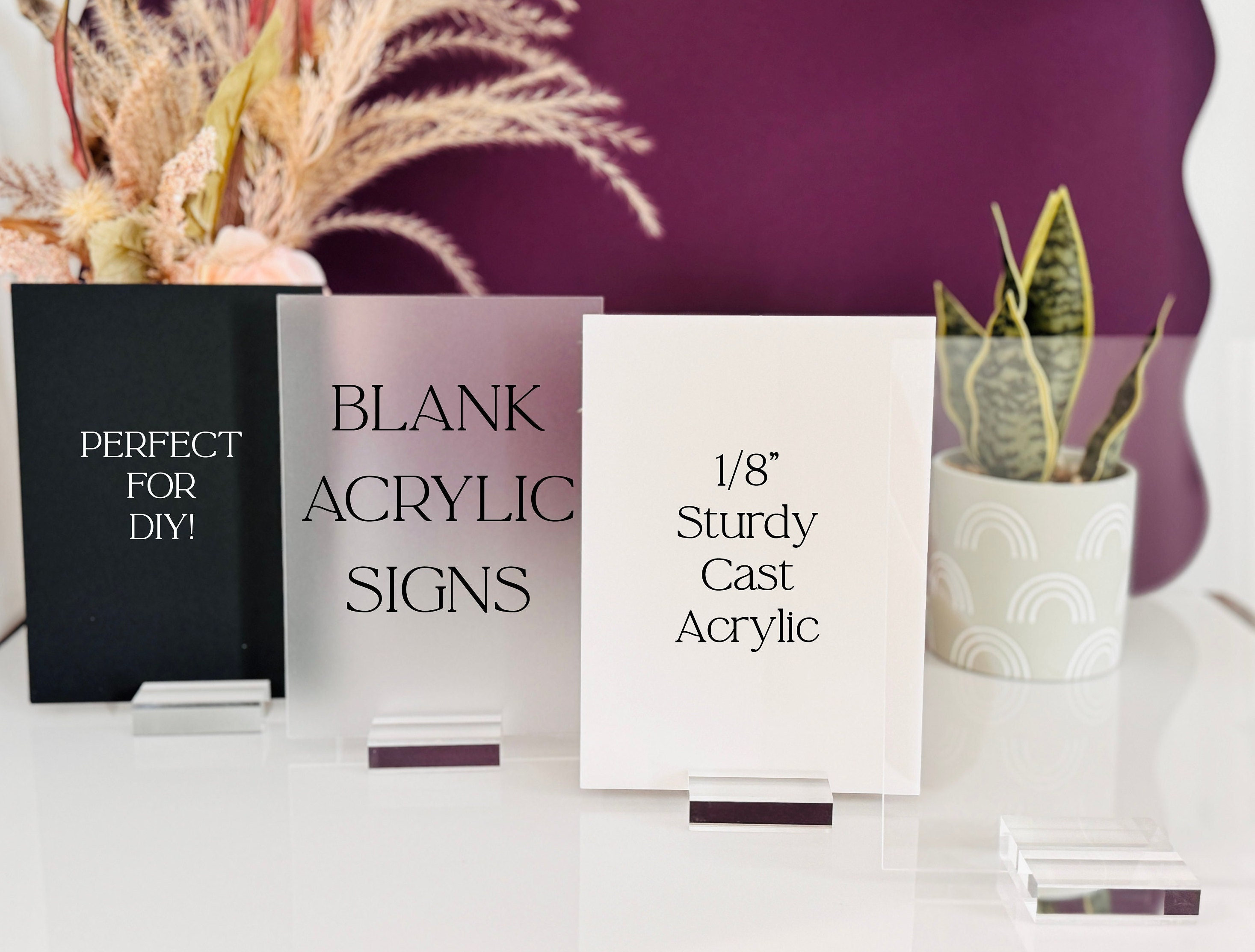 Rectangle Acrylic Blanks 1/8" Acrylic, Laser Cutting, UV Printing DIY Plaque Signs Clear Frosted White  Laserable Craft Blank Table Sign