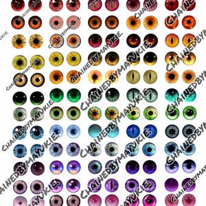 Blythe Doll Eye Chips: multi colored rainbow eyes (14mm) - DIY Printable JPG