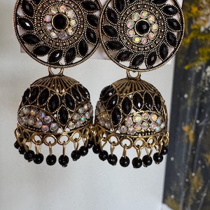 Antique Jhumka Earrings, Indian Jewelry, Gold/Silver/Black Jhumka, Light Weight, Trending Jhumka