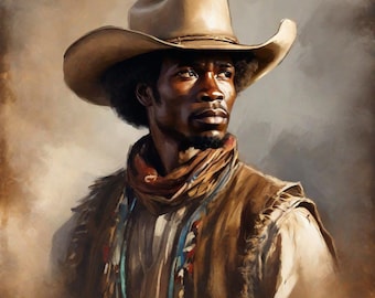 Vintage Black Cowboy Portrait: Western Americana Wall Art (Digital Download)