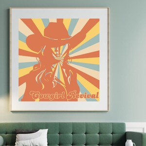Cowgirl Poster, Retro Cowgirl Revival, Western Print, Cowgirl Art, Country Poster, Boho wall art, Girls Room, wall art digital download