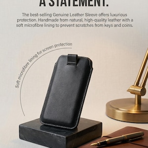 Genuine Leather Pull Tab Phone Sleeve: Luxury Protection