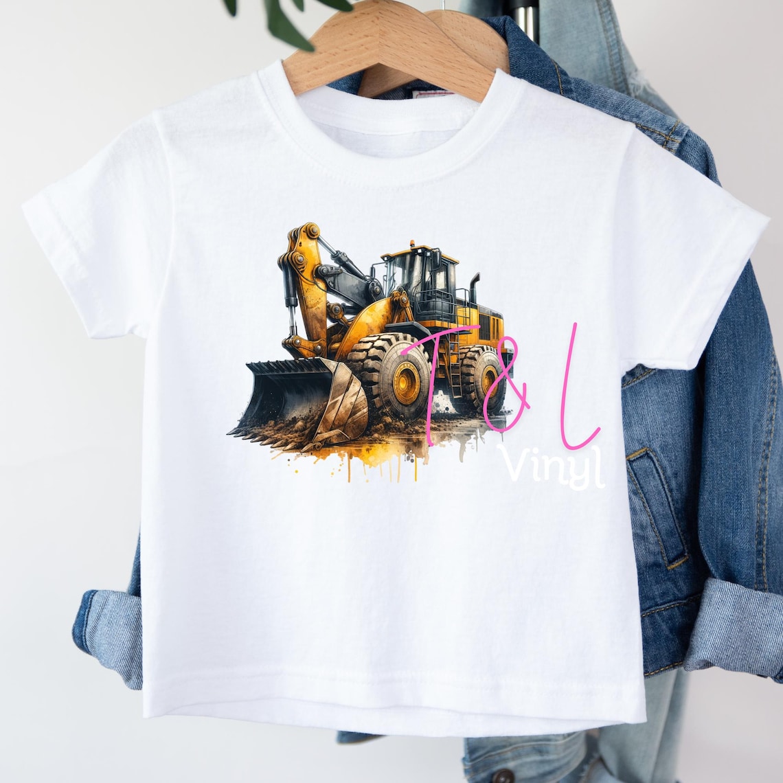 Construction Trucks Hand Stitched T-Shirt