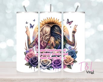 Good Friends 20oz tumbler wrap full Sublimation vinyl design template png Digital download - Friendship, Best Friends, BFF.
