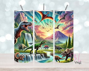 Dinosaurier 20 Unzen Becher Wrap volle Sublimation Vinyl Design Vorlage png Digitaler Download