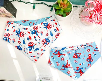 Bandana reversibile per animali di Spider-Man/Capitan America