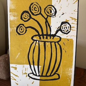 Nature-Inspired Linocut Reduction Print – Limited Edition Abstract