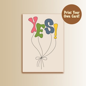 Ja Karte Feier Ballon You've got this Digitale Karten Well Done Card Positivity Affirmations Typografie Print Proud Of You Last Minute