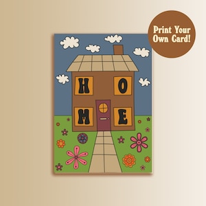 Neue Hauskarte Einweihungskarte Neue Wohnung Geschenke für sie Neues Haus Andenken Digitale Grußkarte Druck zu Hause Illustrative Karte