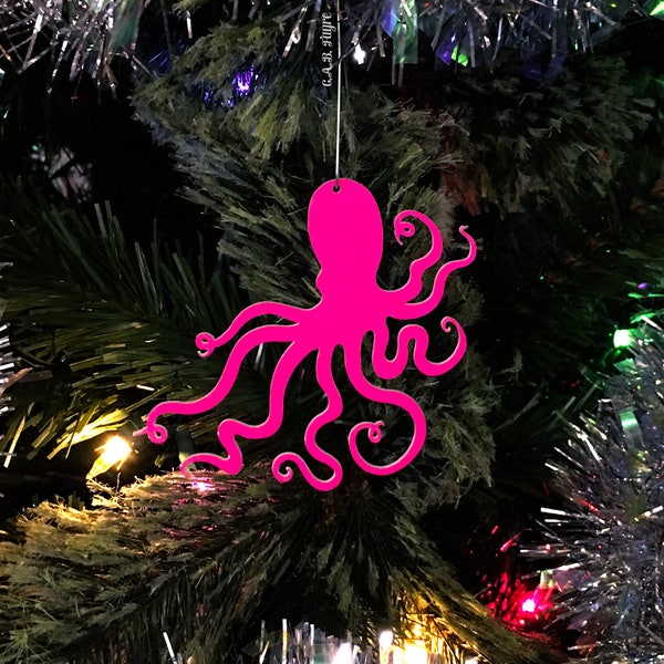 Octopus Ornament - 40 Color Options - Laser Cut Acrylic - Sea Creature Holiday / Christmas Ornament - Nautical Ocean Decor