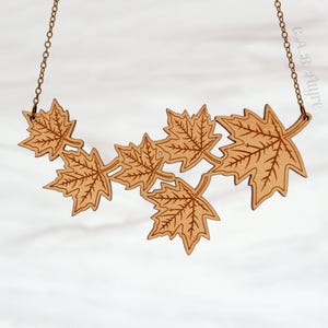 Autumn Cottagecore Maple Leaf Necklace – Fall Jewelry – 27 Color Options – Wood or Acrylic Pendant