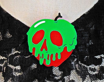 Poison Apple Brooch - You Select Poison Slime & Apple Color - Snow White - Halloween Costume Brooch - Acrylic Laser Cut Pin