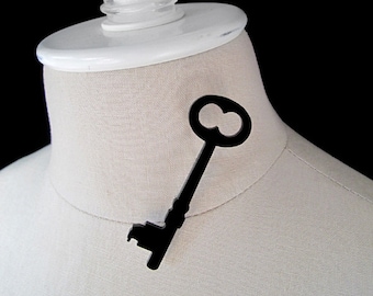 Skeleton Key Silhouette Brooch - 30 Color Options - Laser Cut Acrylic or Wood Key Pin (C.A.B. Fayre Original Design)