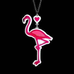 Large Flamingo Brooch - 20 Colors – Retro Tiki Statement Pin - Bright Dopamine Dressing Jewelry