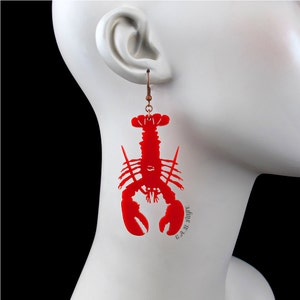 Lobster Earrings - 35 Color Options - Hooks, Leverback, or Clip-on Options - Laser Cut Acrylic Sea Life (C.A.B. Fayre Original Design)