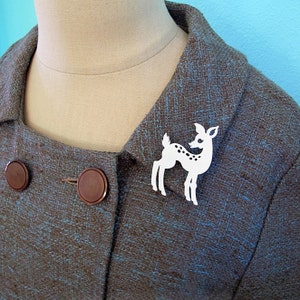 Doe-Eyed Deer Brooch / Pin 33 Color Options Laser Cut Fawn Pin C.A.B. Fayre Original Design image 2