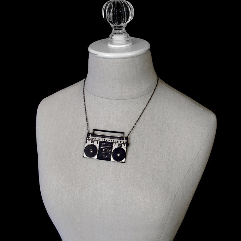 Boombox Necklace Available in Lime Green Hot Pink Neon Etsy