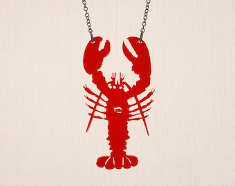 Lobster Necklace - 35 Color Options - Laser Cut Acrylic Necklace (C.A.B. Fayre Original Design)