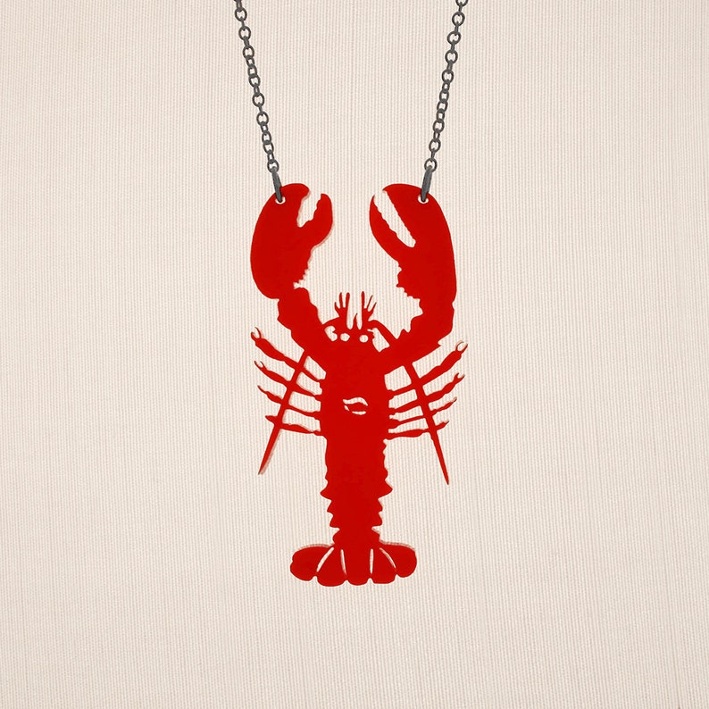Lobster Necklace 35 Color Options Laser Cut Acrylic Necklace C.A.B. Fayre Original Design image 1