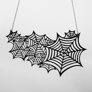 Spiderweb Necklace LARGE Spider Webs Necklace Laser Cut Acrylic Gothic Halloween Costume Jewelry C.A.B. Fayre Original Design image 1