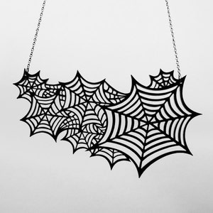 Spiderweb Necklace LARGE Spider Webs Necklace Laser Cut Acrylic Gothic Halloween Costume Jewelry C.A.B. Fayre Original Design image 1