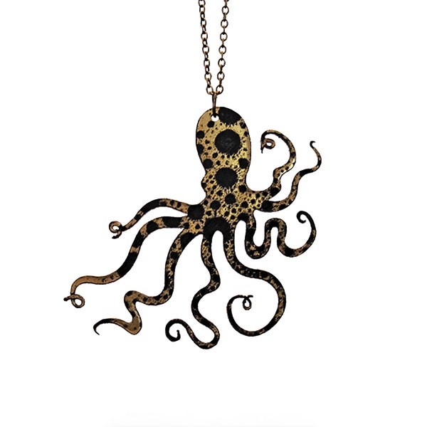 Collana a forma di polpo maculato – Ciondolo a forma di polpo da 2,5" – 9 colori – Gioielli marini neon o metallizzati