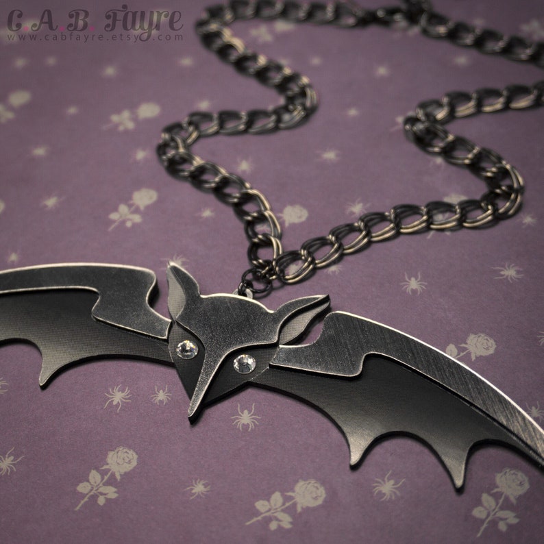 Lily Munster Bat Necklace large 6 Laser Cut Acrylic - Etsy