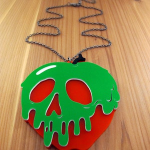 Poison Apple Necklace LARGE 2.5 You Select Poison Slime & Apple Color Snow White Laser Cut Acrylic Halloween Costume Necklace image 3